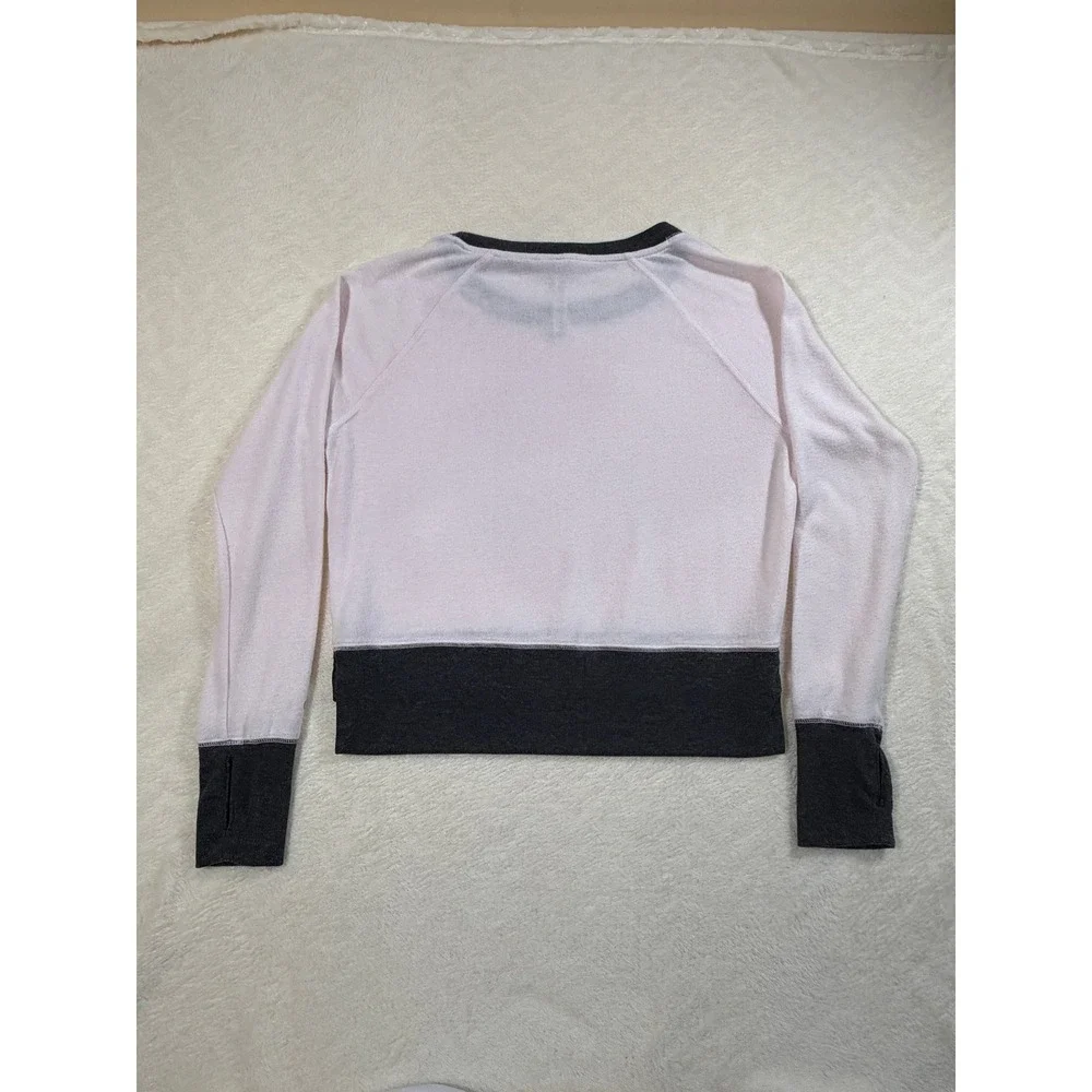 RARE Alo Yoga Double Take Raglan Sweatshirt Size M 2015 Two-Tone Pink Grey